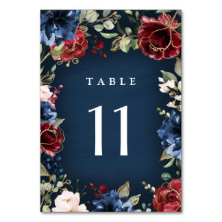 Numeração De Mesa Marinho Vermelho Brilhante Casamento Azul Dourado 