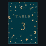 Numeração De Mesa Marinho Whimsical Dourado Stars Astronomia Lua Cas<br><div class="desc">Marinho Whimsical Dourado Stars Astronomia Lua Casamento</div>
