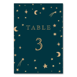 Numeração De Mesa Marinho Whimsical Dourado Stars Astronomia Lua Cas
