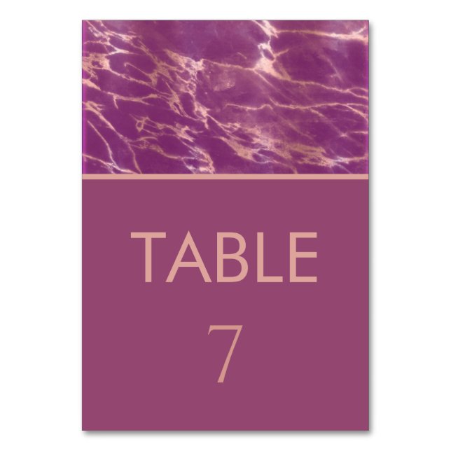 Numeração De Mesa Mármore dourado rosa Cassis romântico elegante (Frente)