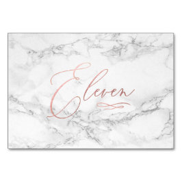 Numeração De Mesa Mármore Falso Rose Dourado Romântico Caligrafia On