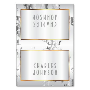 Numeração De Mesa Mármore prateado,Cartões Dourados e brancos