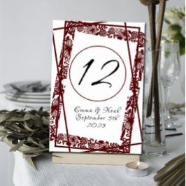 Numeração De Mesa Maroon Burgandy, Elegante de Trabalho Aberto