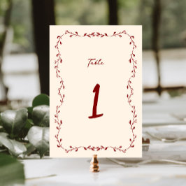 Numeração De Mesa Maroon Handwrite Wedding