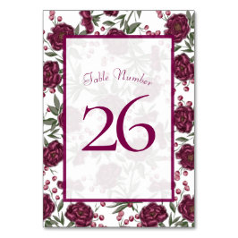 Numeração De Mesa Maroon Rose Wedding
