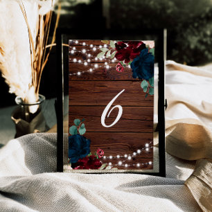 Numeração De Mesa Marsala e Marinhos Flores Rústicas Madeira 6 Númer