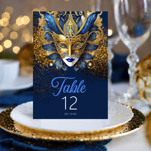 Numeração De Mesa Mascarada Mask Motif Blue Dourado ID1031