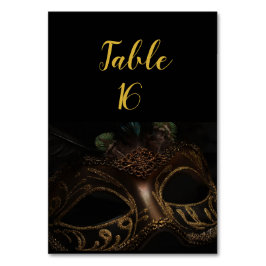 Numeração De Mesa Mascarada preto e Dourado elegante