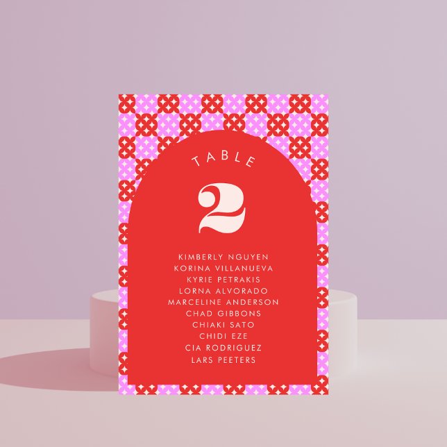 Numeração De Mesa Meio século Vermelho Rosa Moderno Nomes de Assento (Criador carregado)