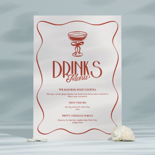 Numeração De Mesa Menu Bachelorette Beduzidas Retro Vermelho Cor-de-