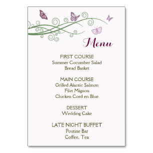 Numeração De Mesa Menu de Casamento de Borboletas
