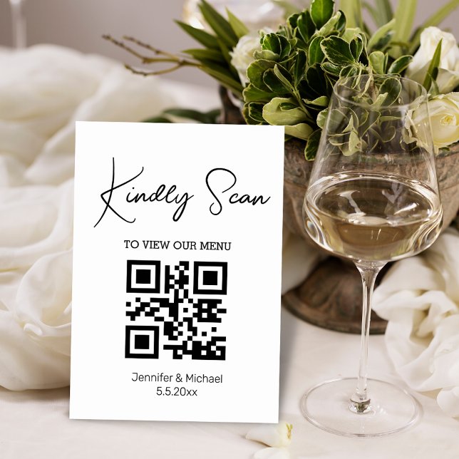 Numeração De Mesa menu de casamento mínimo simples do código qr (Criador carregado)