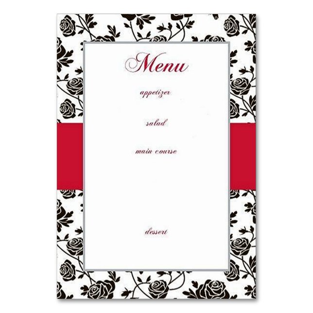 Numeração De Mesa Menu Elegante Black Rosa (Frente)
