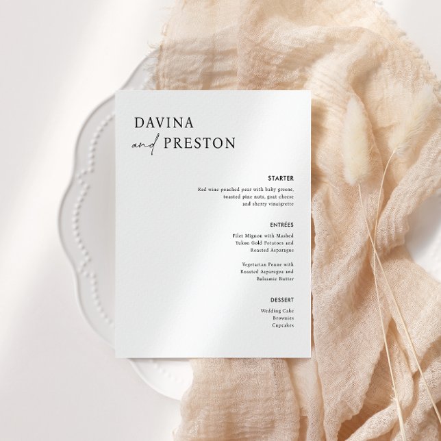 Numeração De Mesa MENU JANTO WEDDING Moderno de Script Contemporâneo (Criador carregado)