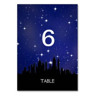 Numeração De Mesa Menu Skyline Cidade Azul Starry Night+Cartão de Me