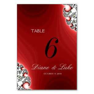 Numeração De Mesa Menu Sparkle Jewelry Red Weding+Mesa Card