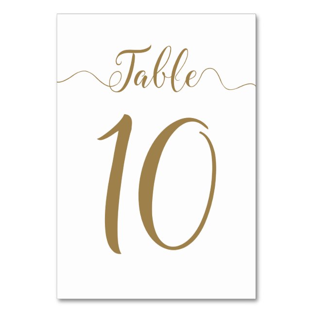 Numeração De Mesa Mesa 10 Números de Tabela de Casamento Dourado (Frente)