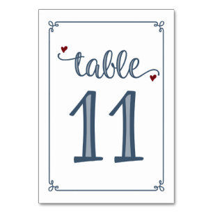 Numeração De Mesa "Mesa 11" azul empoeirado & obscuridade - vermelho