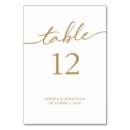 Numeração De Mesa Mesa 12 Caligrafia Personalizada da Dourada