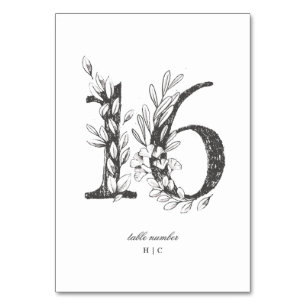 Numeração De Mesa Mesa 16 Belo Casamento Floral Esboçado Em Terra