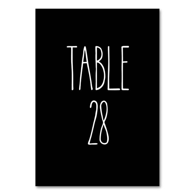 Numeração De Mesa Mesa 28 Rae Dunn Pottery Black Mesa Card (Frente)