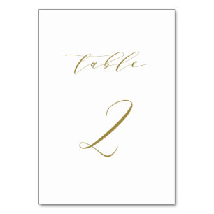 Numeração De Mesa Mesa 2 de Casamento de Script Minimalista Dourado