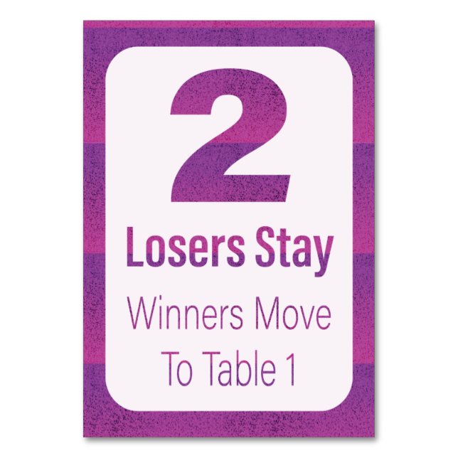 Numeração De Mesa Mesa 2 de stripe roxa moderna de Bunco (Verso)