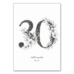 Numeração De Mesa Mesa 30 Belo Casamento Floral Esboçado De Wreath