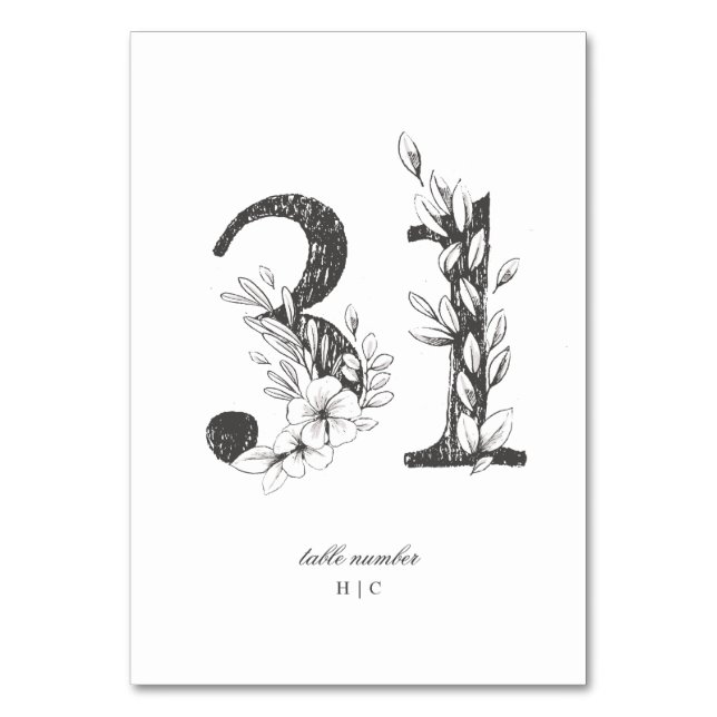 Numeração De Mesa Mesa 31 Belo Casamento Floral De Ferro Escrito (Frente)