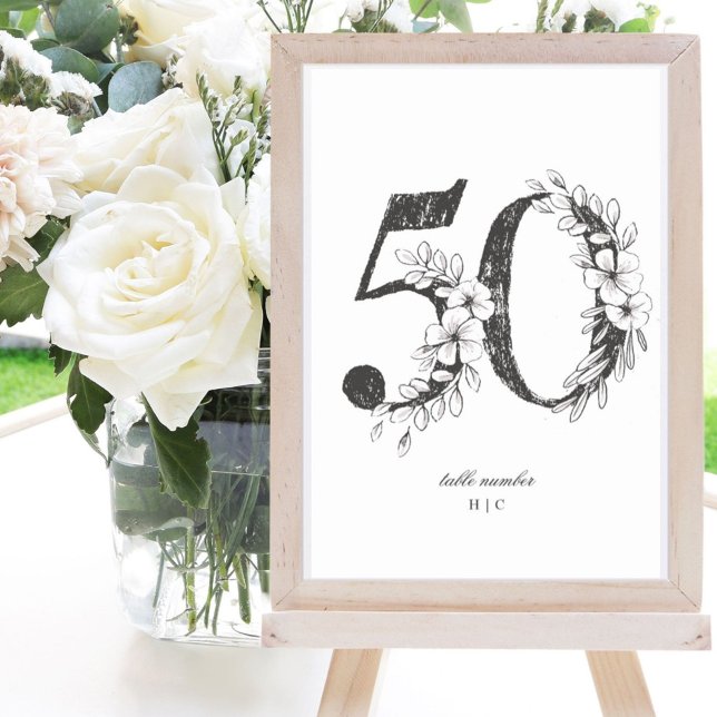 Numeração De Mesa Mesa 50 Belo Casamento Floral De Ferro Escrito (Criador carregado)