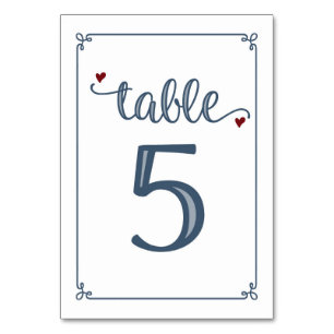 Numeração De Mesa "Mesa 5" azul empoeirado & obscuridade - vermelho
