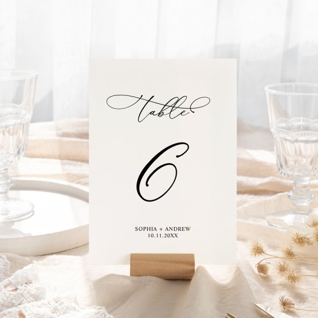 Numeração De Mesa Mesa 6 da caligrafia moderna elegante (Criador carregado)