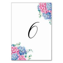 Numeração De Mesa Mesa 6 de Aguapintura Rosa e Azul Hortênsias