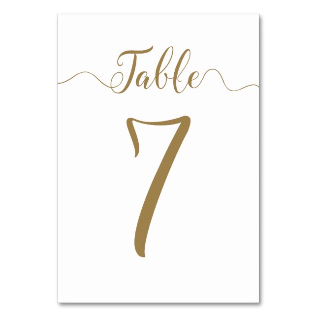 Numeração De Mesa Mesa 7 de 30 Números de Tabela de Casamento Dourad (Frente)