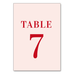 Numeração De Mesa Mesa 7 de Casamento Retro Minimalista Vermelho e R