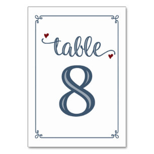 Numeração De Mesa "Mesa 8" azul empoeirado & obscuridade - vermelho