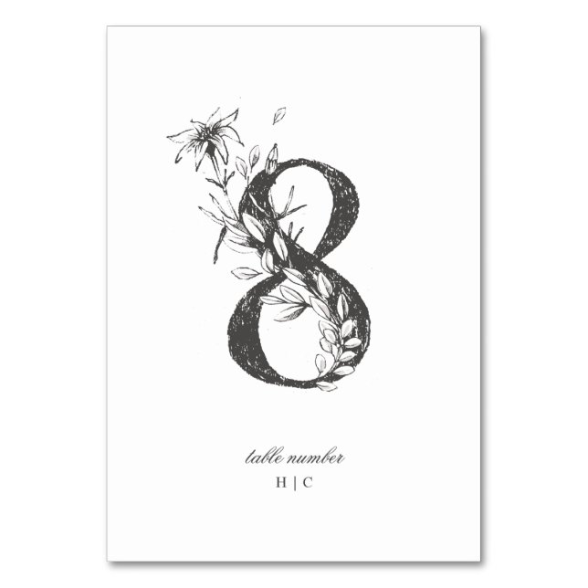 Numeração De Mesa Mesa 8 Belo Casamento Floral Escrito por Wreath (Frente)