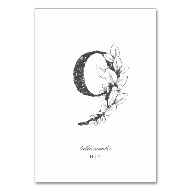 Numeração De Mesa Mesa 9 Belo Casamento Floral Escrito por Wreath (Frente)