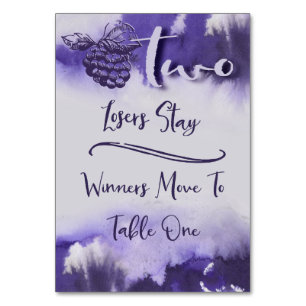 Numeração De Mesa Mesa bonito 2 da aguarela das uvas para vinho de