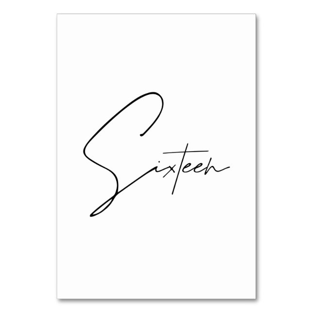 Numeração De Mesa Mesa Calligráfica Elegante Número da tabela 16 (Frente)