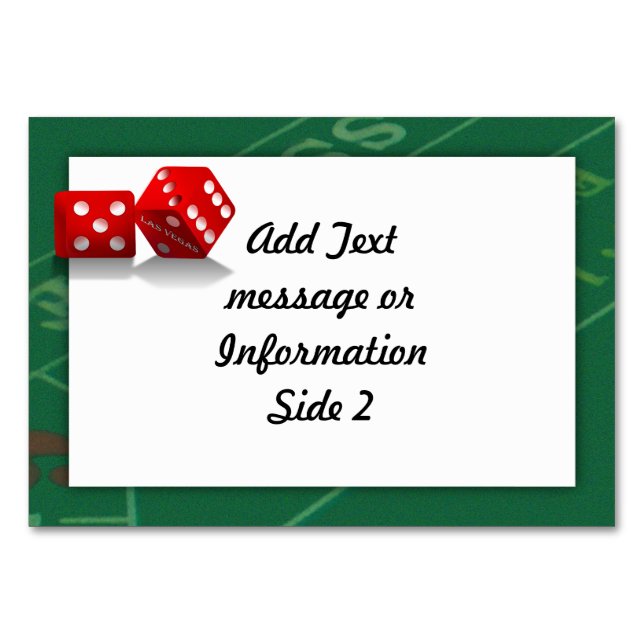 Numeração De Mesa Mesa Com Dice Las Vegas (Verso)