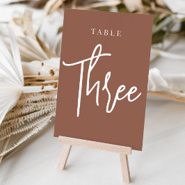 Numeração De Mesa Mesa com script de mão de ferrugem TRÊS