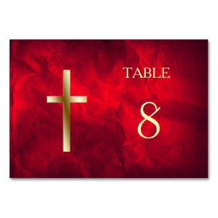 Numeração De Mesa Mesa da Cruz Cristã Dourada Vermelha