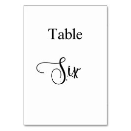 Numeração De Mesa Mesa de caligrafia branca seis 6
