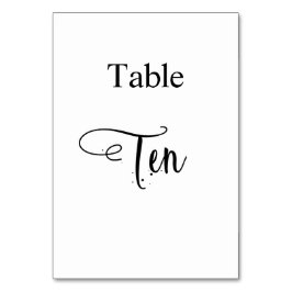 Numeração De Mesa Mesa de caligrafia elegante branca dez 10