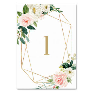 Numeração De Mesa Mesa de Casamento 1 com Desenho Geométrico de Flor