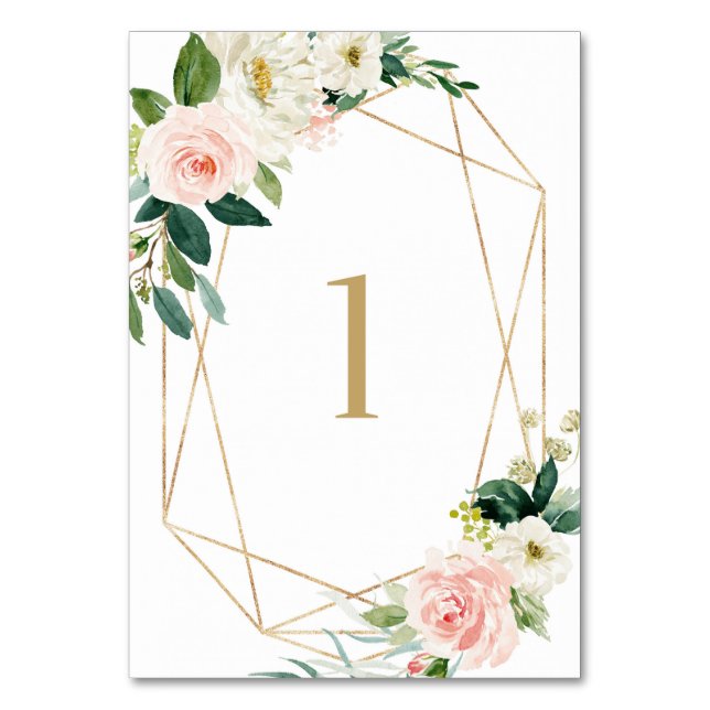 Numeração De Mesa Mesa de Casamento 1 com Desenho Geométrico de Flor (Frente)