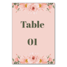 Mesa de Casamento com Floral Rosa Bege em Aquarela