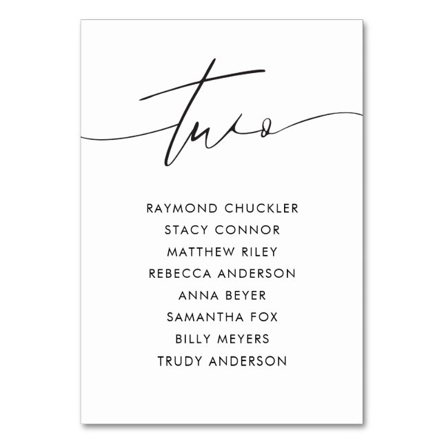 Numeração De Mesa Mesa de Casamento da Caligrafia Negra Moderna 2 (Frente)