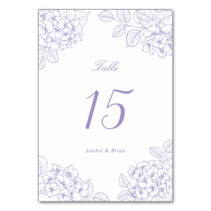 Numeração De Mesa Mesa de Casamento de Hortênsia Roxa Floral Elegant